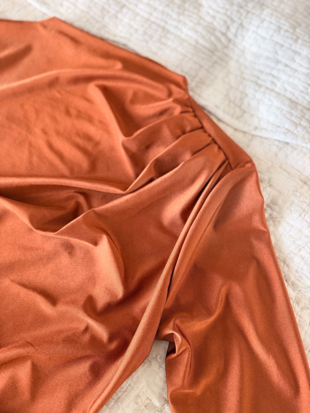 SHEIN Rust Long Sleeve Mock Neck Top - Picture 4 of 5